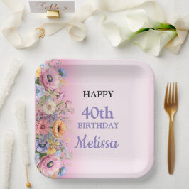 Plato De Papel Beautiful Pastel Flowers Birthday Party