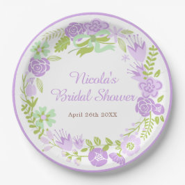 Plato De Papel Beautiful Purple Floral Wreath Bridal Shower