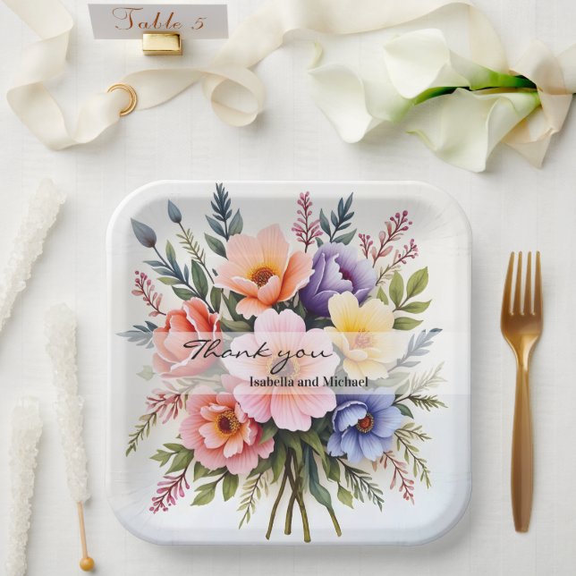 Plato De Papel Beautiful Wildflowers Modern Luxury Collection (Boda)