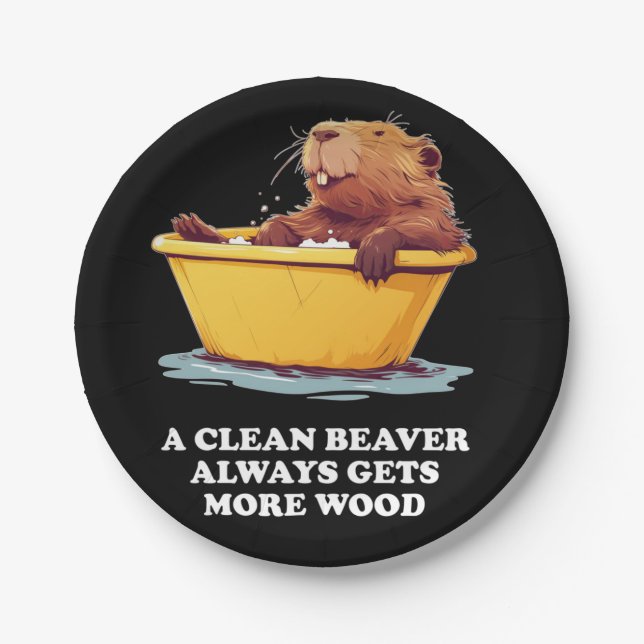 Plato De Papel Beaver Lover Bath (Anverso)