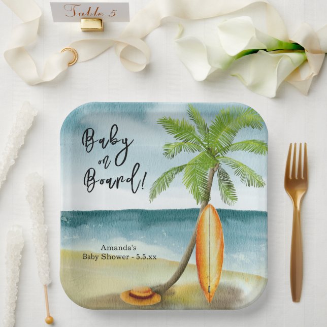 Plato De Papel Bebé a bordo de Baby Shower (Boda)