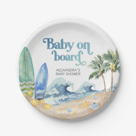 Plato De Papel Bebé a bordo de Baby Shower Beach