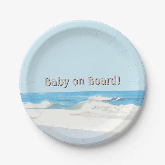 Plato De Papel Bebé a bordo de Seascape Ocean Baby Shower (Anverso)