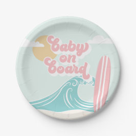 Plato De Papel Bebé a bordo Pink Beach Baby Shower