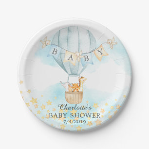 Plato De Papel Bebé Animales Balón de aire caliente Baby Shower