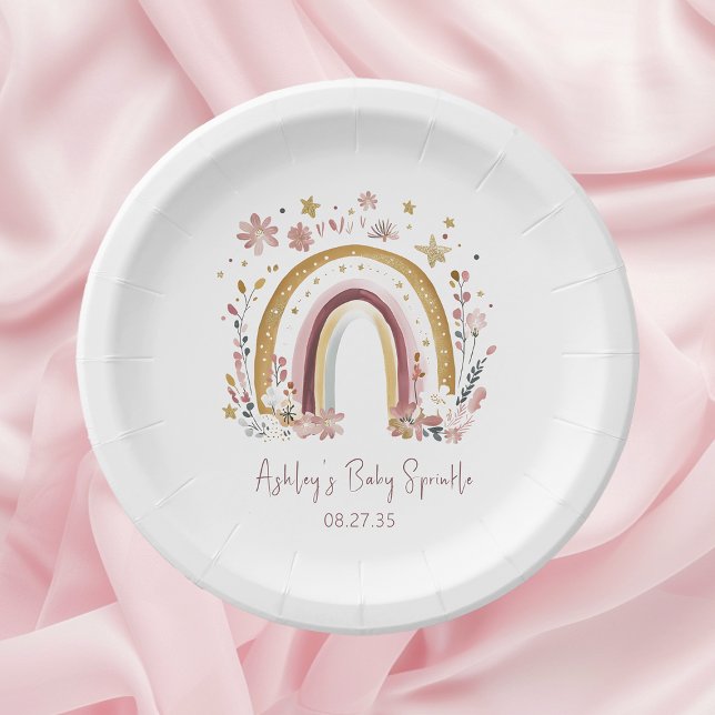 Plato De Papel Bebé arcoiris floral (Subido por el creador)