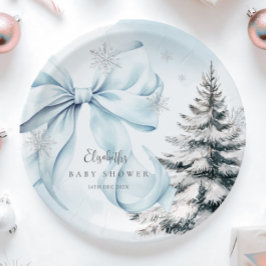 Plato De Papel Bebé azul hace frío fuera de Baby Shower