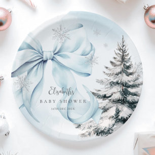 Plato De Papel Bebé azul hace frío fuera de Baby Shower