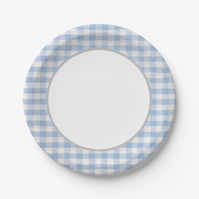Plato De Papel Bebé azul para bebé Q niño barbacoa Baby Shower az (Anverso)