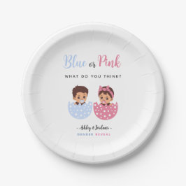Plato De Papel Bebé azul y rosa saliendo del huevo