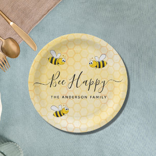 Plato De Papel Bebe bee feliz verano divertido nombre de humor