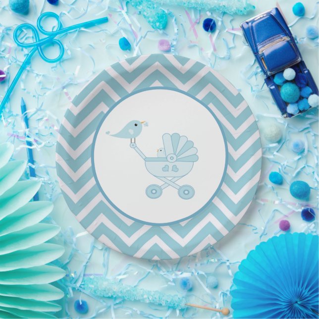 Plato De Papel Bebé Bird Carrito Baby Shower Fiesta (Fiesta)