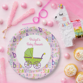 Plato De Papel Bebé Chica Baby Shower 9 pulgadas Placa
