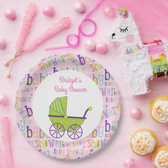 Plato De Papel Bebé Chica Baby Shower 9 pulgadas Placa (Fiesta)