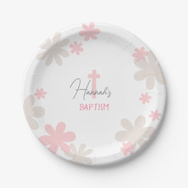 Plato De Papel Bebé Chica Cute Baptism Christening Paper Placas