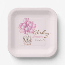 Plato De Papel Bebé Chica Ducha Cute globo Carrousel Estiloso