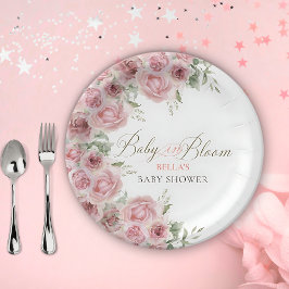 Plato De Papel Bebé chica en placas Baby Shower en flor