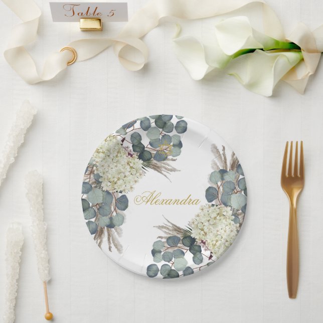 Plato De Papel Bebé Chica judío apostando oro floral (Boda)