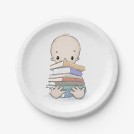 Plato De Papel Bebé con ducha de libros
