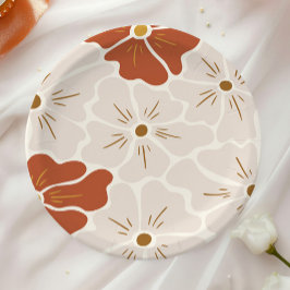 Plato De Papel Bebé de Boho Retro Groovy en Bloom
