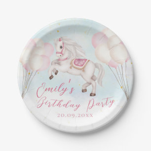 Plato De Papel Bebé de cuento de hadas estrellas de globos rosado