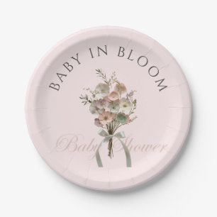 Plato De Papel Bebé de flores silvestres en el Baby Shower Bloom 