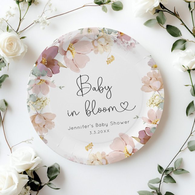 Plato De Papel Bebé de flores silvestres en flor baby shower (Subido por el creador)