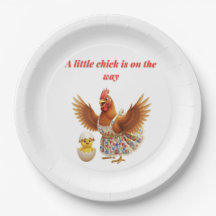 Bebé de granja amarillo y rojo en la ducha de bebé