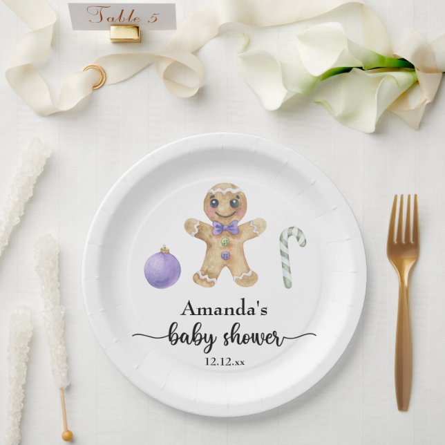 Plato De Papel Bebé de hombre de jengibre shower (Boda)