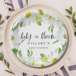 Plato De Papel Bebé de margarita en flor Baby Shower verano