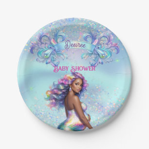 Plato De Papel Bebé de sirena mamá embarazo Shower