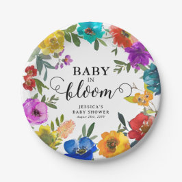Plato De Papel Bebé en Baby Shower floral brillante y audaz
