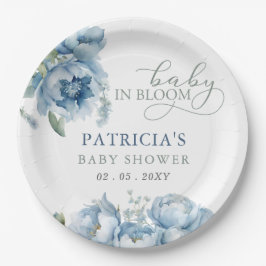 Plato De Papel Bebé en Bloom Blue Floral Boy Baby Shower