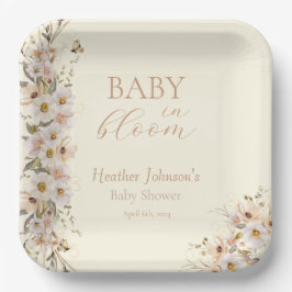 Plato De Papel Bebé En Bloom Boho Neutral Baby Shower