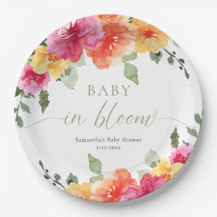 Plato De Papel Bebé en Bloom brillante primavera verano ducha flo