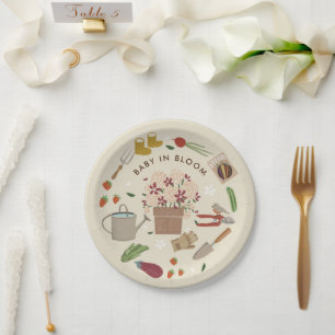 Plato De Papel Bebé En Bloom Crecimiento De Baby Shower De La Fam