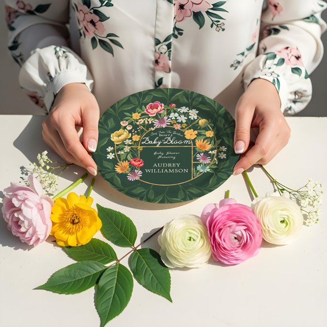 Plato De Papel Bebé en Bloom Floral Garden Greenhouse Baby Shower (Baby in Bloom Floral Garden Greenhouse Baby Shower Paper Plates)