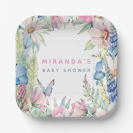 Plato De Papel Bebé En Bloom Flores Silvestres Blancas Baby Showe