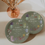 Plato De Papel Bebé en Bloom Garden Baby Shower<br><div class="desc">Los elementos del jardín son placas de papel para la ducha. ¡Personalizable!</div>