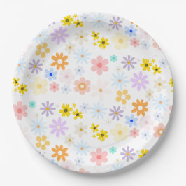Plato De Papel Bebé En Bloom Pastel Floral Retro Baby Shower