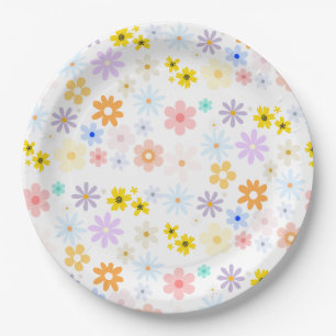 Plato De Papel Bebé En Bloom Pastel Floral Retro Baby Shower