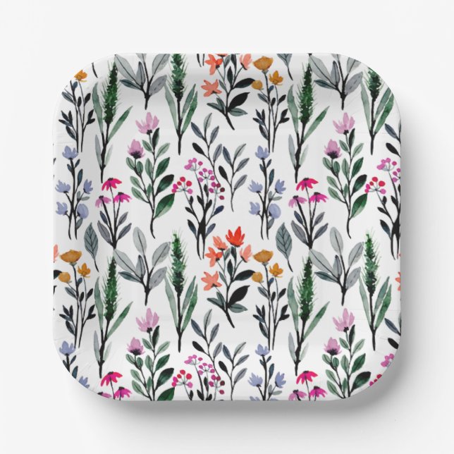 Plato De Papel Bebé en Bloom Wildflower Garden Baby Shower (Anverso)