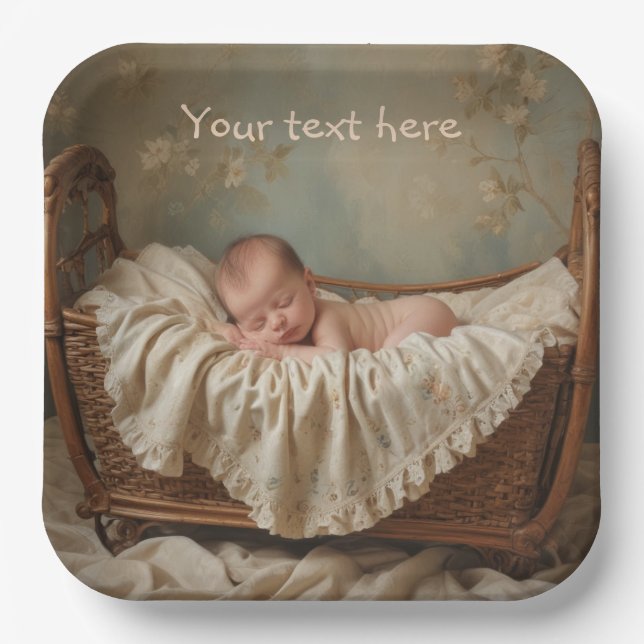 Plato De Papel Bebé en Cuna (Anverso)