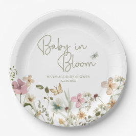 Plato De Papel Bebé en el Baby Shower Chica de Bloom