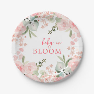 Plato De Papel Bebé en el Baby Shower floral de Bloom