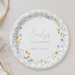 Plato De Papel Bebé en el Baby Shower floral de primavera floreci<br><div class="desc">Los platos de fiesta de la ducha para bebés,  de diseño personalizado,  presentan un diseño floral de primavera rústico moderno.</div>