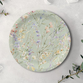 Plato De Papel Bebé en el florecimiento silvestre Baby Shower