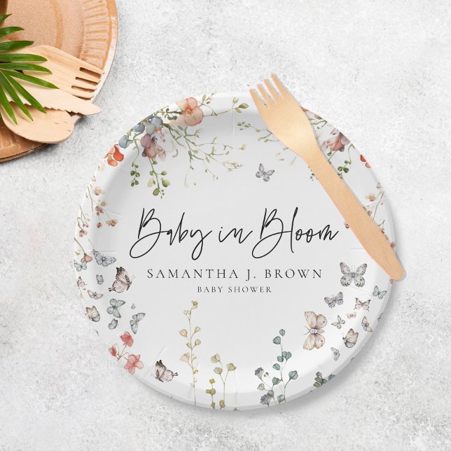 Plato De Papel Bebé en el florecimiento silvestre Baby Shower (Subido por el creador)