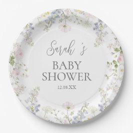 Plato De Papel Bebé en Flor Baby Shower de Flores Silvestres