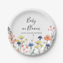 Plato De Papel Bebé en flor baby shower de flores silvestres